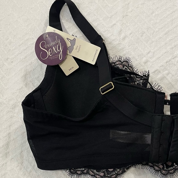 Cacique Balconette Bra 42DD Underwire Black Lace Pink Hearts Sexy Support
NWT - Picture 6 of 9